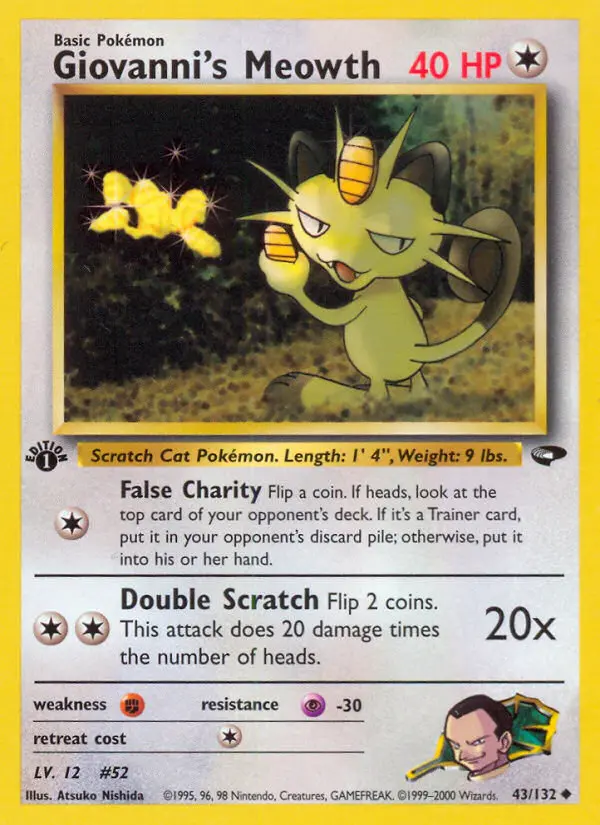 Giovanni's Meowth 43 — Gym Challenge 43, 1st Edition finish
