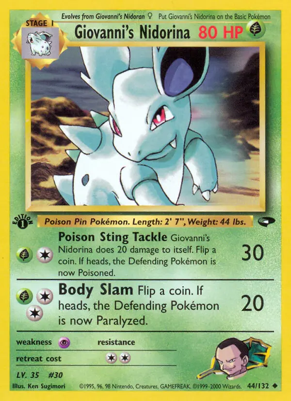 Giovanni's Nidorina 44 — Gym Challenge 44, 1st Edition finish