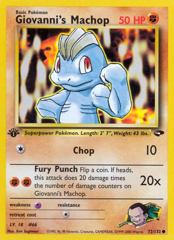 Giovanni's Machop 72 card from Gym Challenge