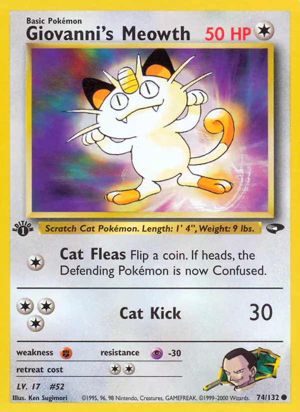 Giovanni's Meowth 74 — Gym Challenge 74, 1st Edition finish