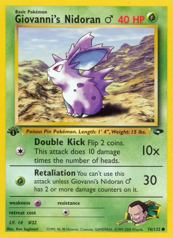 Giovanni's Nidoran ♂ 76 card from Gym Challenge