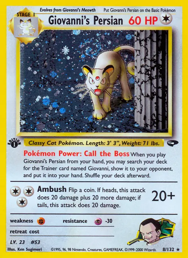 Giovanni's Persian 8 — Gym Challenge 8, 1st Edition Holofoil finish