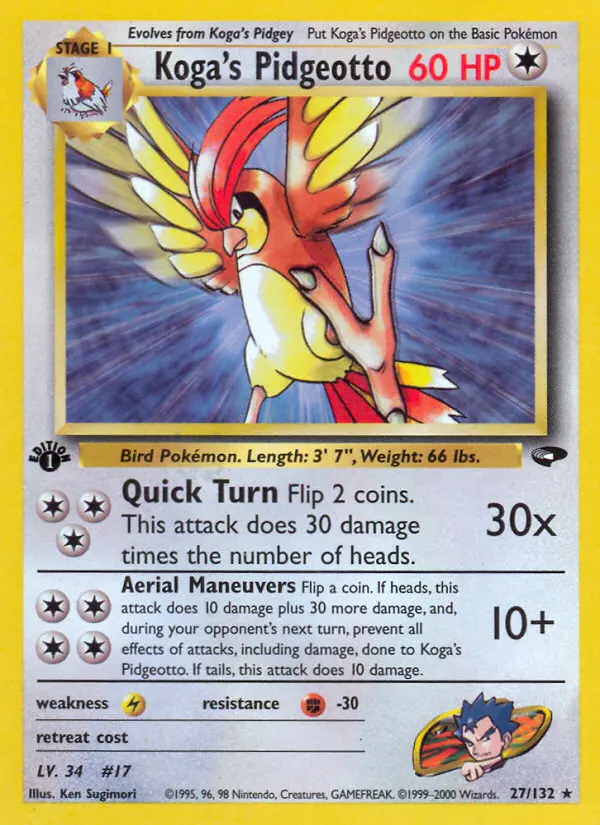Koga's Pidgeotto 27 — Gym Challenge 27, 1st Edition finish