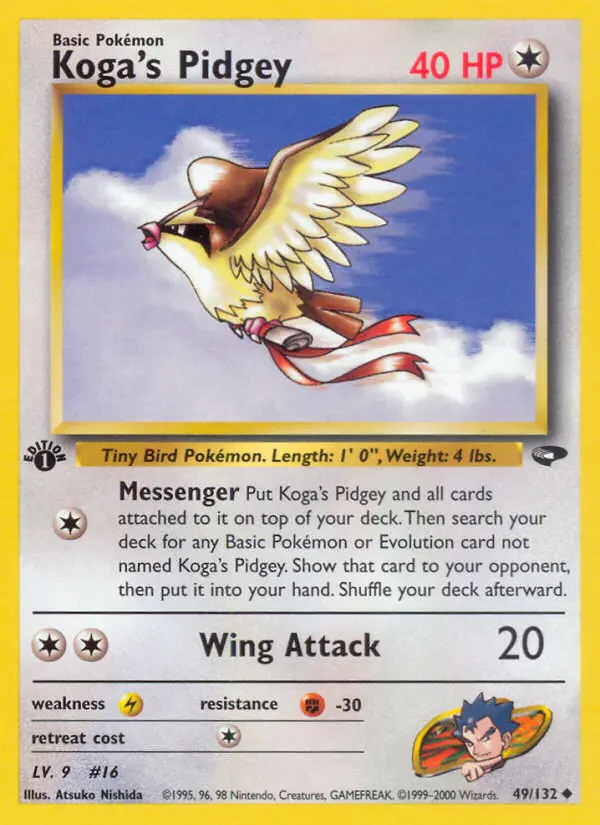 Koga's Pidgey 49 card from Gym Challenge