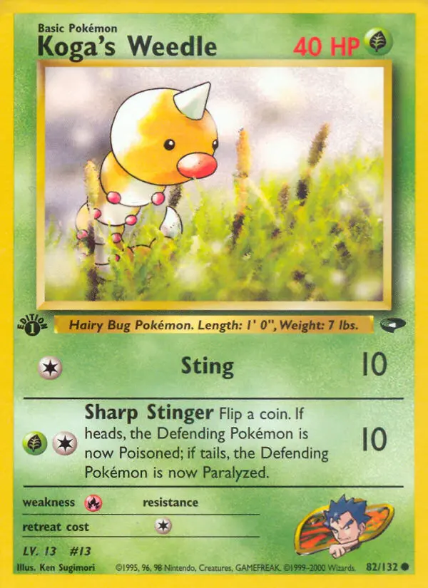 Koga's Weedle 82 card from Gym Challenge