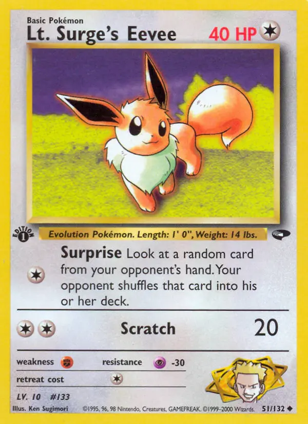 Lt. Surge's Eevee 51 — Gym Challenge 51, 1st Edition finish