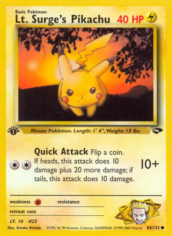 Lt. Surge's Pikachu 84 — Gym Challenge 84, 1st Edition finish