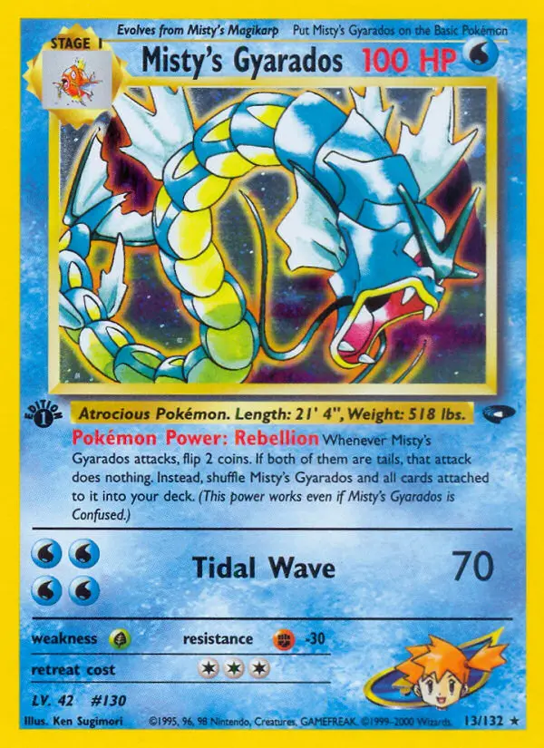 Misty's Gyarados 13 — Gym Challenge 13, 1st Edition Holofoil finish