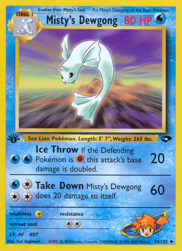Misty's Dewgong 54 card from Gym Challenge