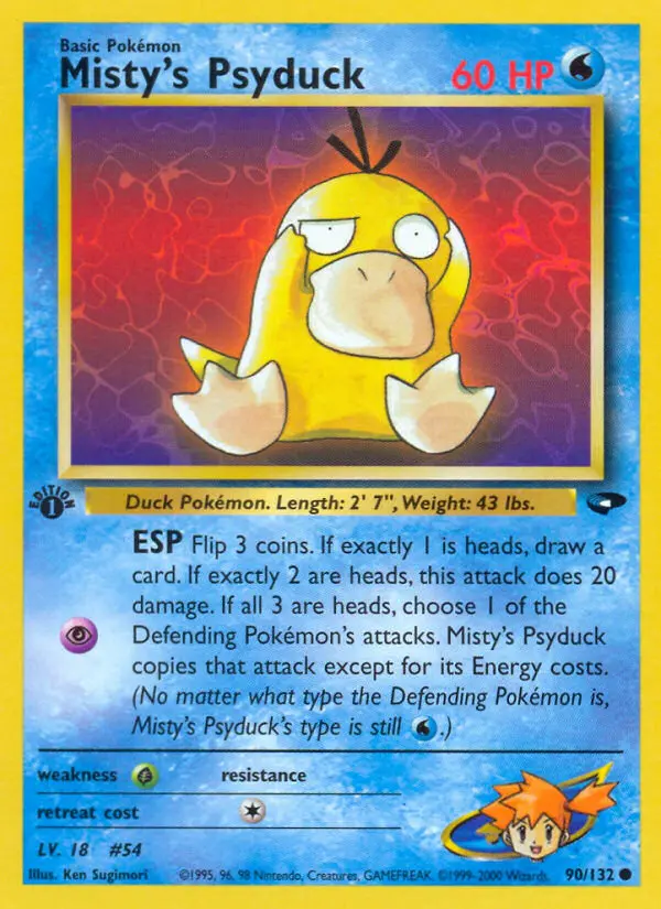 Misty's Psyduck 90 card from Gym Challenge
