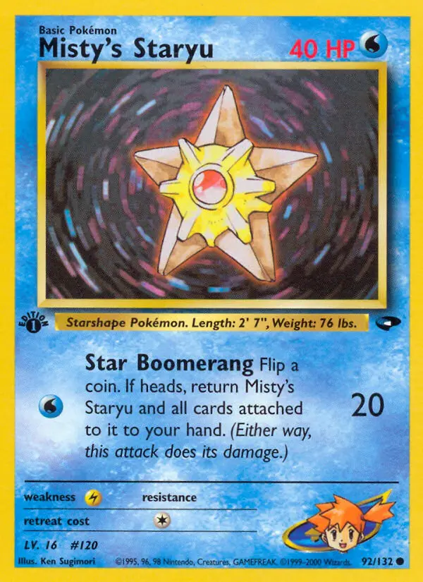 Misty's Staryu 92 card from Gym Challenge
