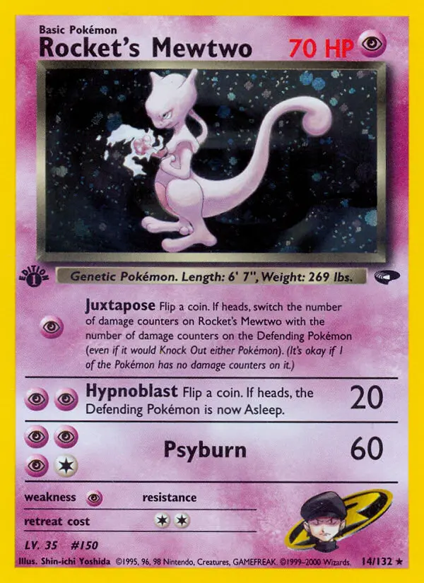 Rocket's Mewtwo 14 card from Gym Challenge