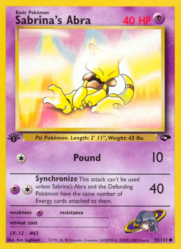 Sabrina's Abra 93 — Gym Challenge 93, 1st Edition finish