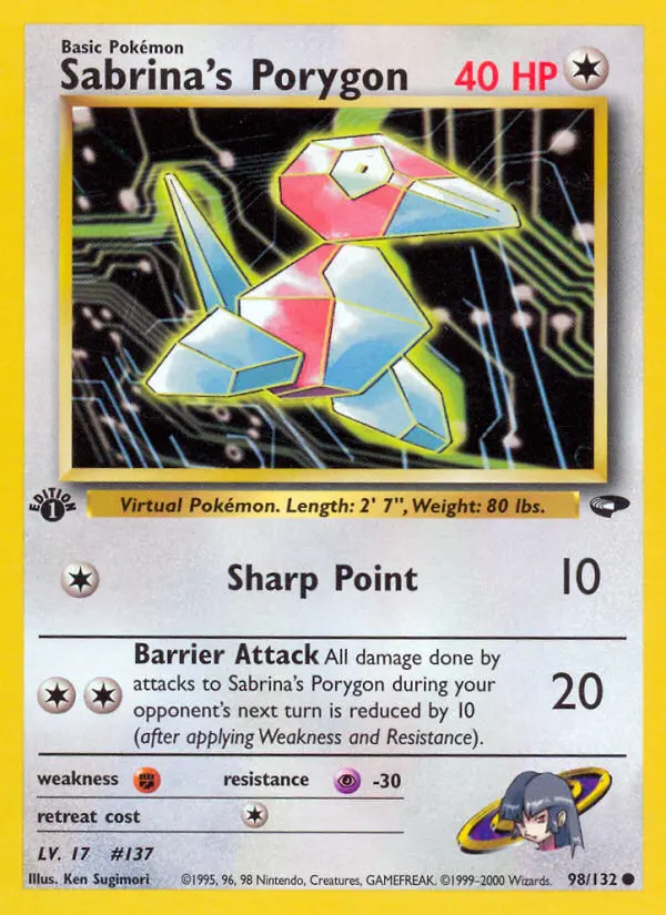 Sabrina's Porygon 98 card from Gym Challenge