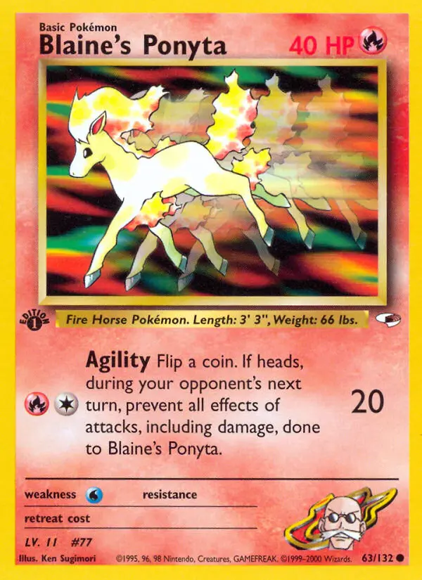 Blaine's Ponyta 63 — Gym Heroes 63, 1st Edition finish