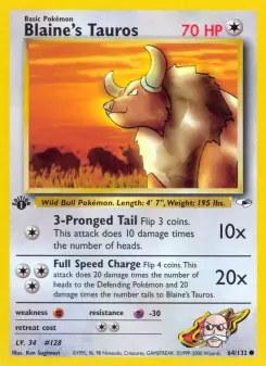 Blaine's Tauros — Gym Heroes #64