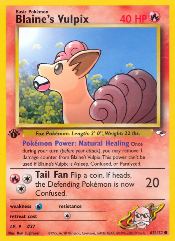 Blaine's Vulpix 65 — Gym Heroes 65, 1st Edition finish