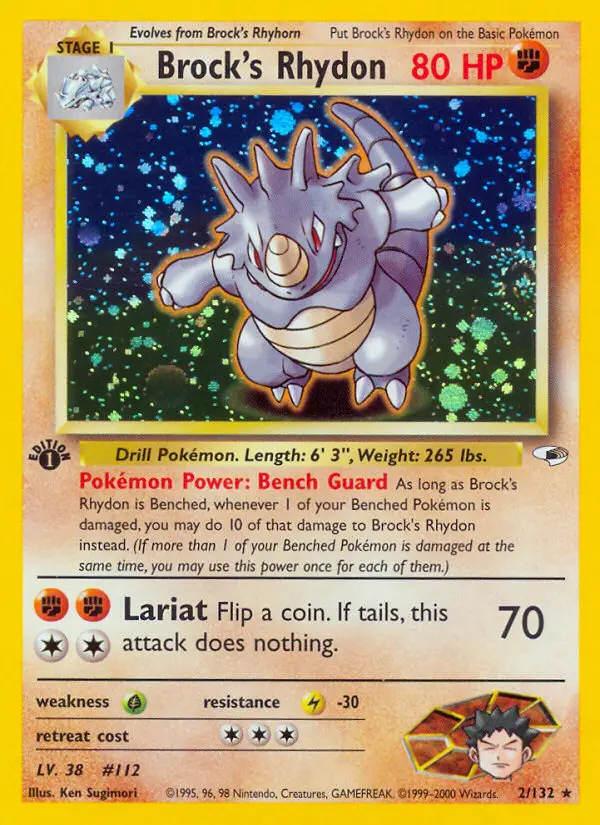 Brock's Rhydon 2 — Gym Heroes 2, 1st Edition Holofoil finish