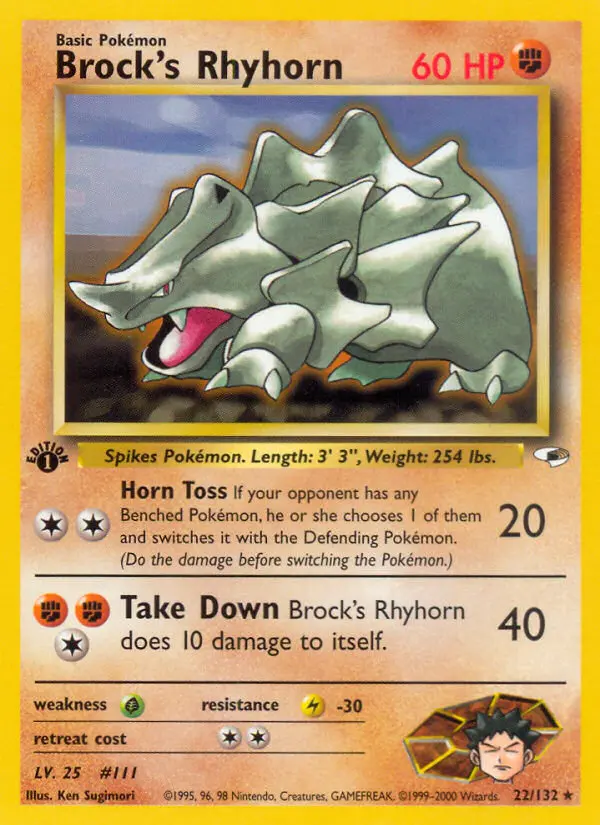 Brock's Rhyhorn 22 — Gym Heroes 22, 1st Edition finish