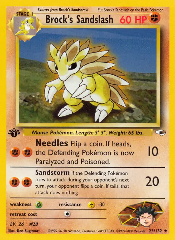 Brock's Sandslash 23 card from Gym Heroes