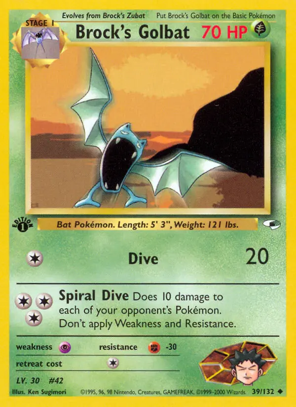 Brock's Golbat 39 card from Gym Heroes
