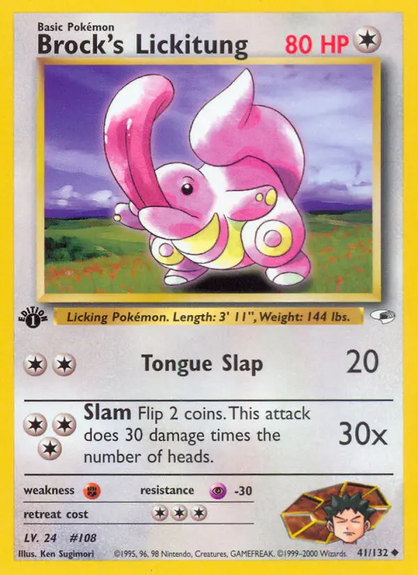 Brock's Lickitung 41 card from Gym Heroes