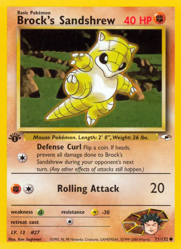 Brock's Sandshrew 71 — Gym Heroes 71, 1st Edition finish