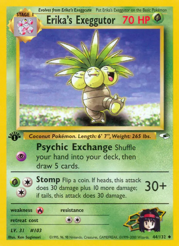 Erika's Exeggutor 44 — Gym Heroes 44, 1st Edition finish