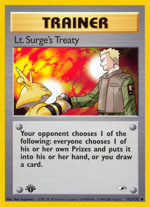 Lt. Surge's Treaty 112 — Gym Heroes 112, 1st Edition finish