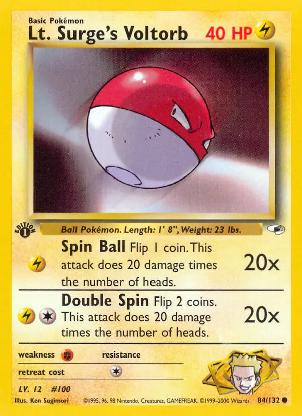 Lt. Surge's Voltorb 84 — Gym Heroes 84, 1st Edition finish