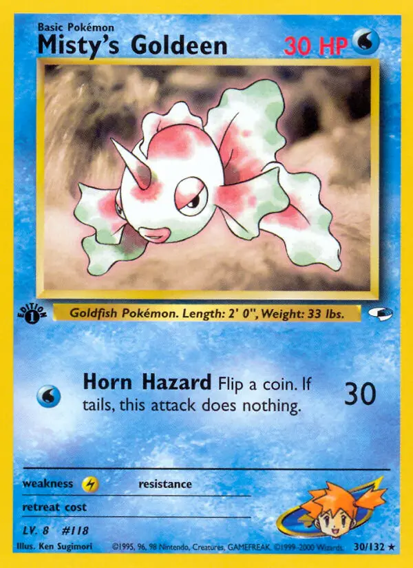 Misty's Goldeen 30 — Gym Heroes 30, 1st Edition finish