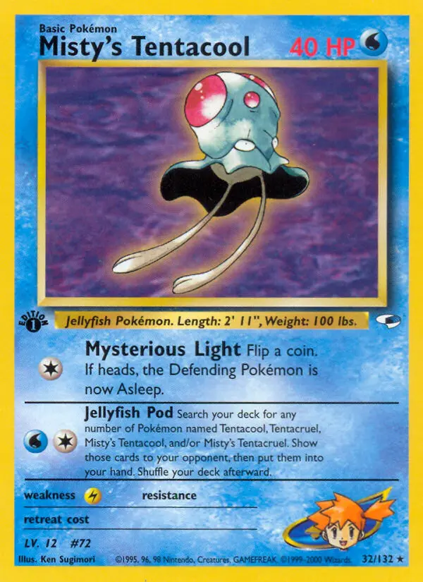 Misty's Tentacool 32 — Gym Heroes 32, 1st Edition finish