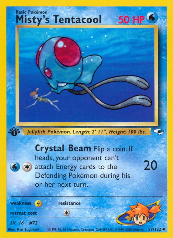 Misty's Tentacool 57 — Gym Heroes 57, 1st Edition finish