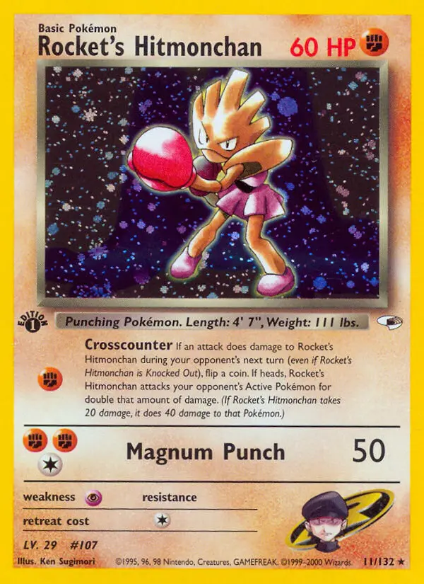 Rocket's Hitmonchan 11 — Gym Heroes 11, 1st Edition Holofoil finish
