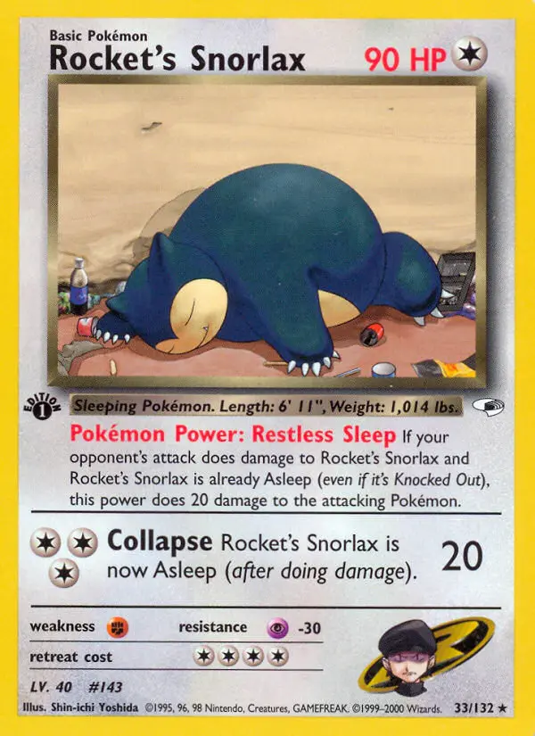 Rocket's Snorlax 33 card from Gym Heroes