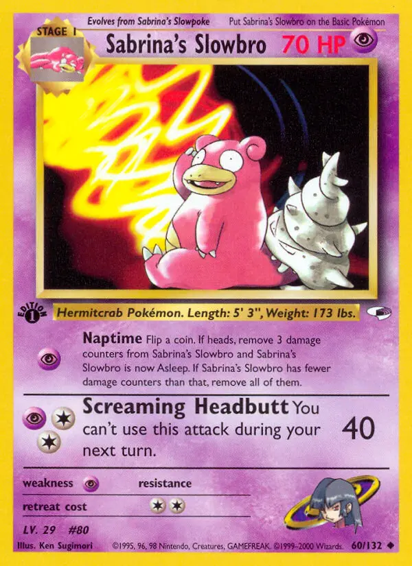 Sabrina's Slowbro 60 card from Gym Heroes