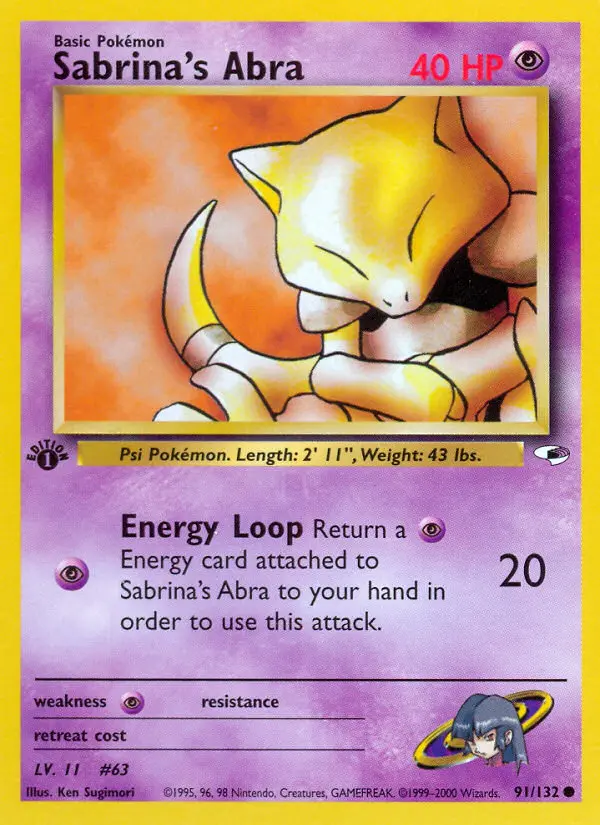 Sabrina's Abra 91 — Gym Heroes 91, 1st Edition finish