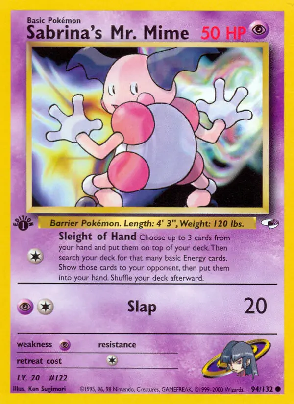 Sabrina's Mr. Mime 94 — Gym Heroes 94, 1st Edition finish