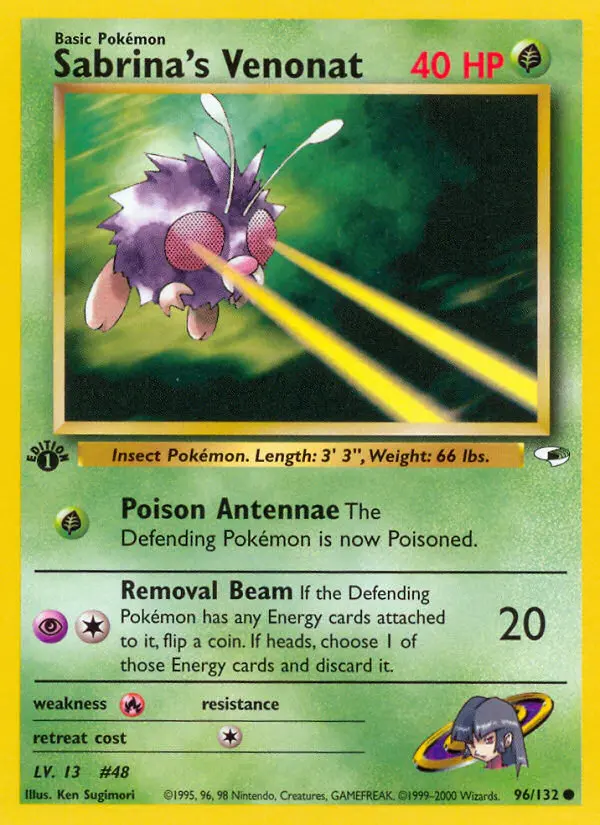 Sabrina's Venonat 96 — Gym Heroes 96, 1st Edition finish