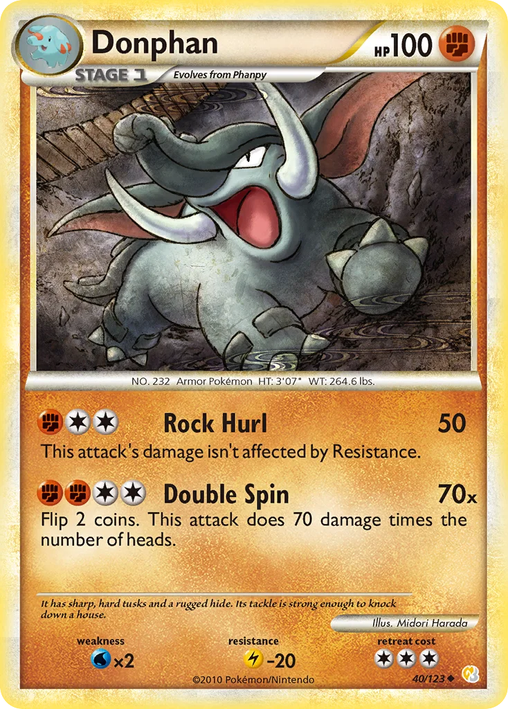Donphan 40 card from HeartGold & SoulSilver