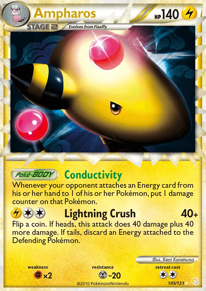 Ampharos 105 card from HeartGold & SoulSilver