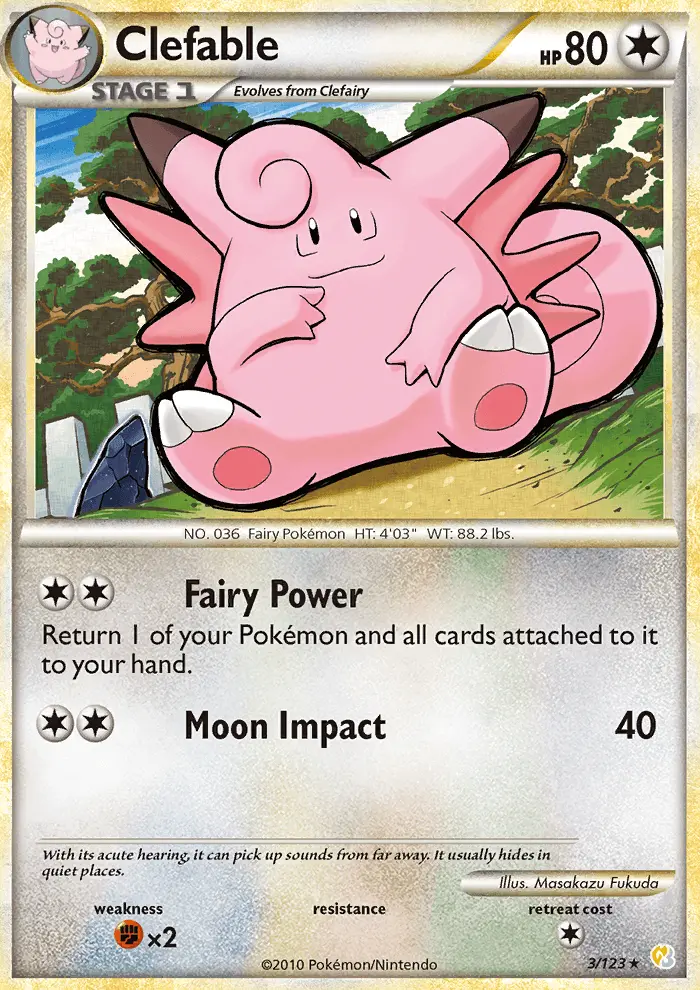 Clefable 3 — HeartGold & SoulSilver 3, Holofoil finish