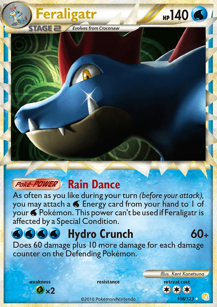 Feraligatr 108 card from HeartGold & SoulSilver