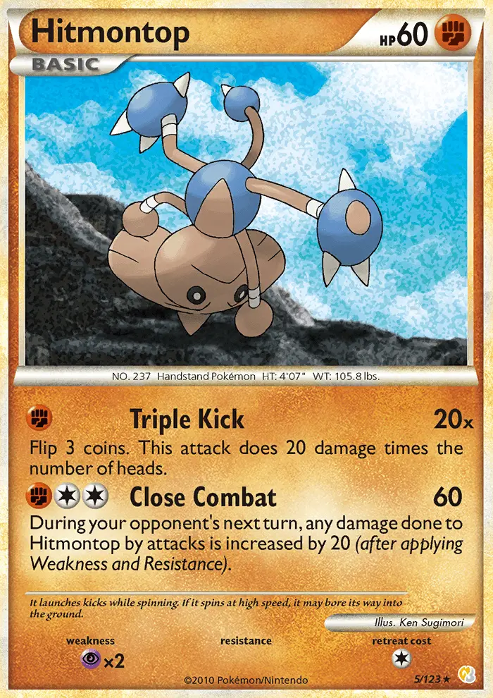Hitmontop 5 card from HeartGold & SoulSilver