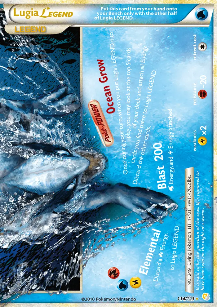 Lugia LEGEND 114 card from HeartGold & SoulSilver