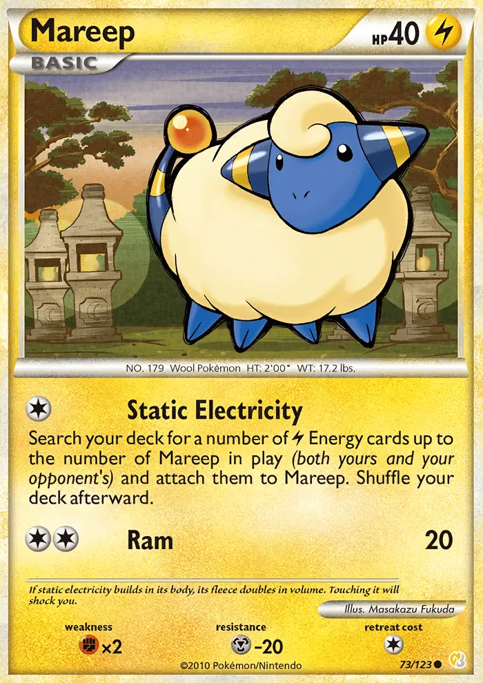 Mareep 73 card from HeartGold & SoulSilver