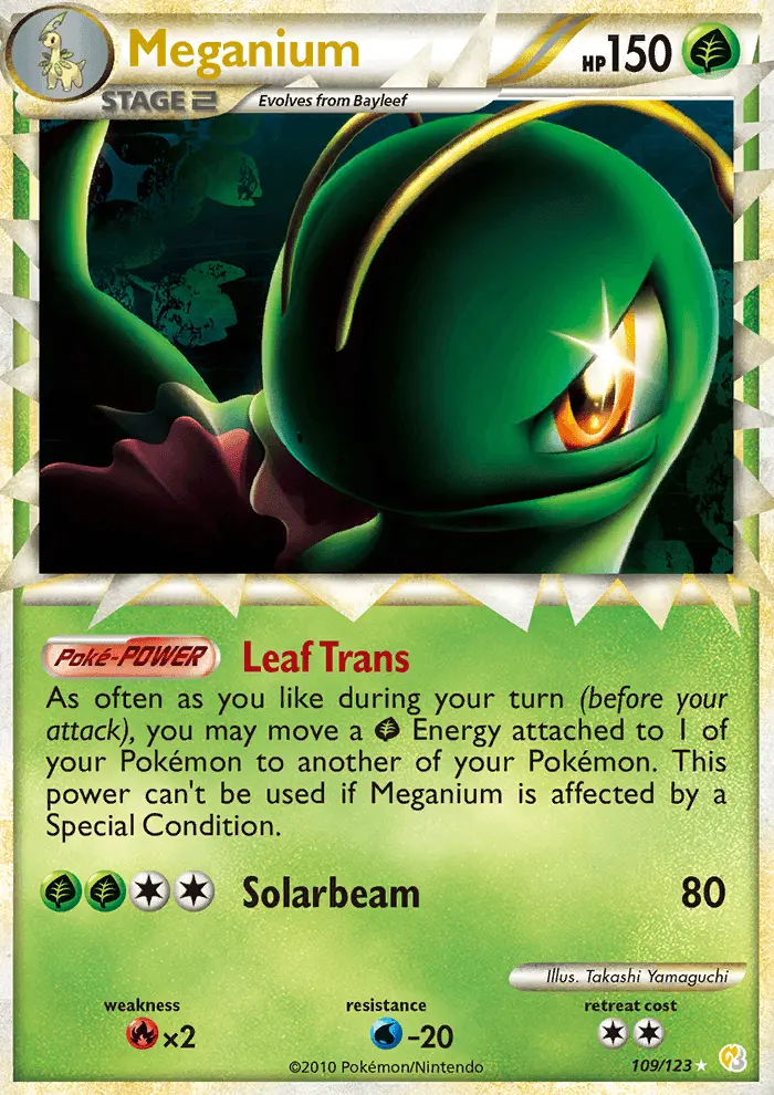 Meganium 109 card from HeartGold & SoulSilver