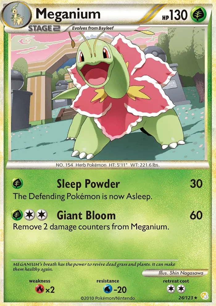 Meganium 26 card from HeartGold & SoulSilver