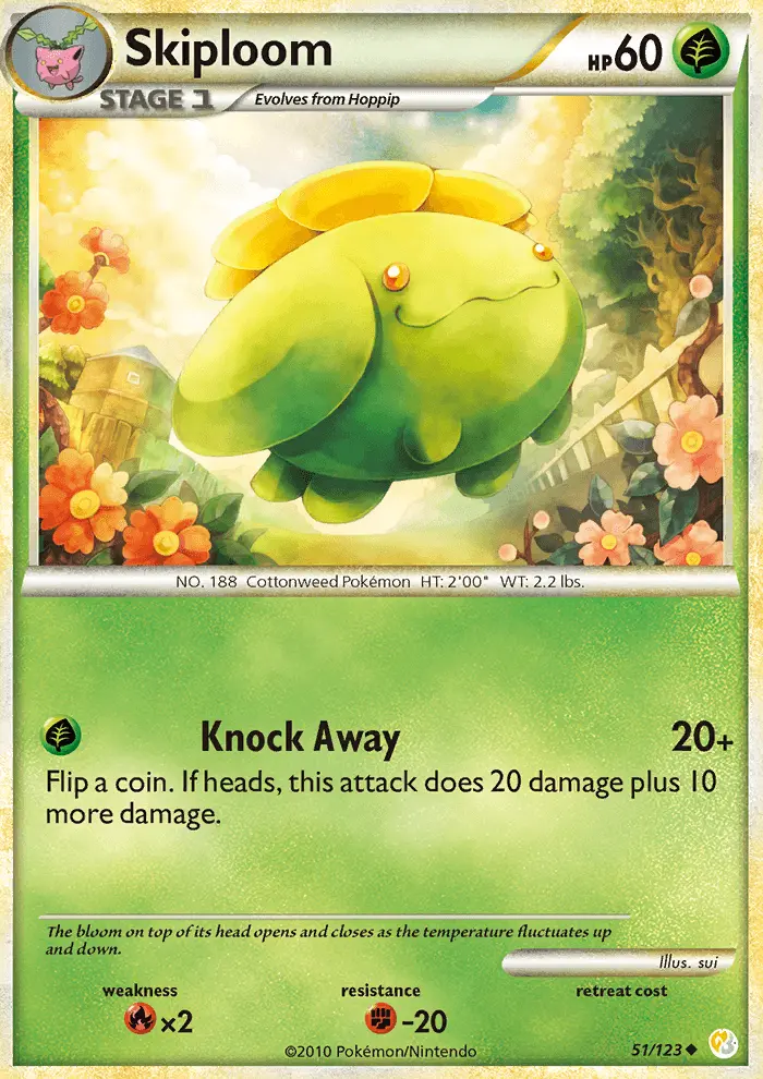 Skiploom 51 card from HeartGold & SoulSilver