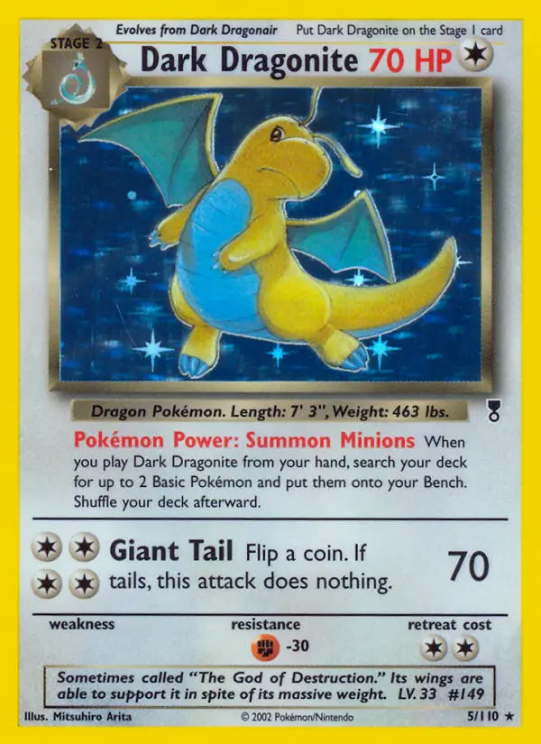 Dark Dragonite 5 card from Legendary Collection
